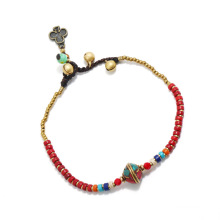 Shangjie OEM tobillera Girl's foot ornaments with beads and bells on the beach in Nepal rainbow anklets